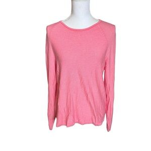 J. McLaughlin Jamey Sweater in Pink White Micro Stripe XL